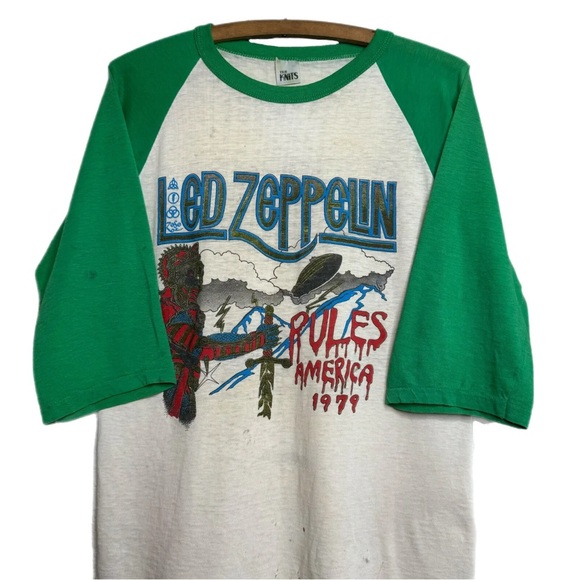 Vintage 1979 Led Zeppelin Rules American Tour Concert Shirt USA Made size Small - Picture 2 of 7